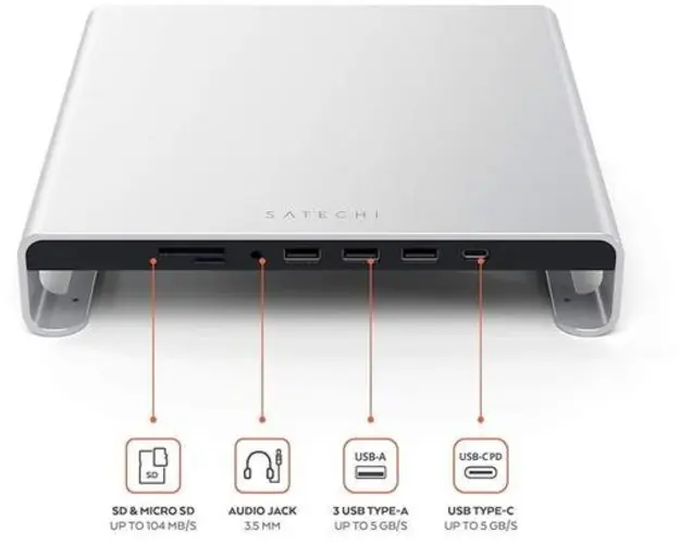 Stand Monitor Satechi Hub ST-AMSHS, Type-C (Argintiu)