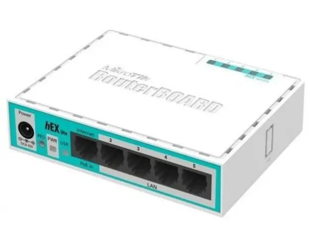 Router Ethernet MikroTik hEX lite RB750r2, 5 x 10/100 Mbps, PoE in