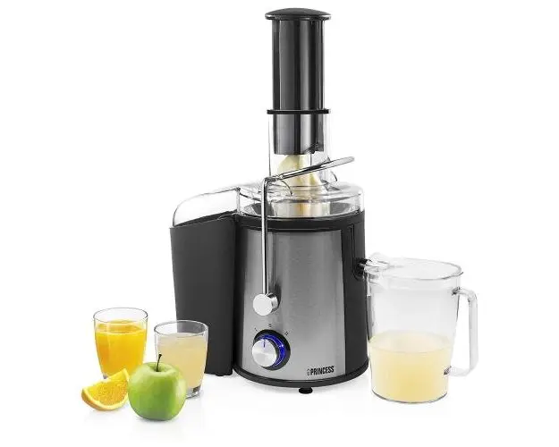Storcator de fructe si legume Princess 0120304001002, 700 W, recipient colectare pulpa 2.8 l (Negru/Inox)