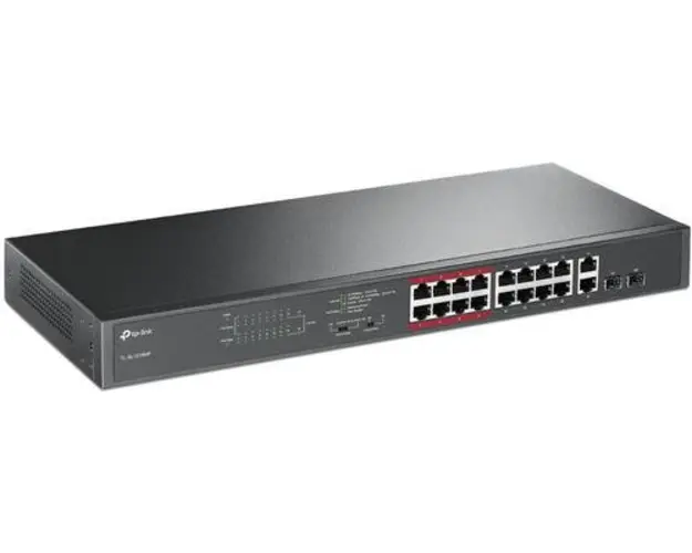 Switch TP-LINK TL-SL1218MP, 16 Porturi (Negru)