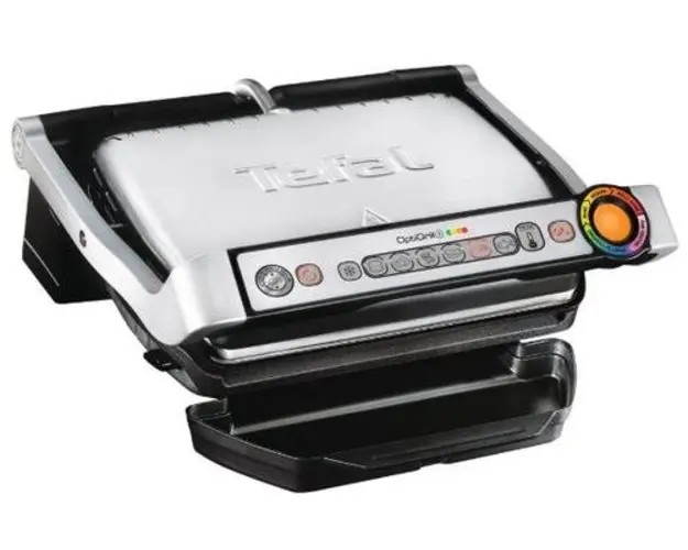 Gratar electric Tefal Optigrill+ Wafles GC716D12, 2000 W, 6 programe, indicator nivel gatire, placi detasabile, accesoriu gofre (Negru/Inox)