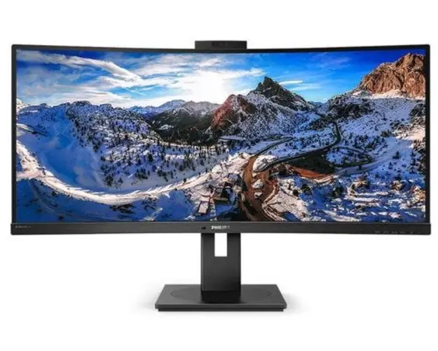 Monitor LCD VA Philips 34inch 346P1CRH/00, 3440 x 1440, HDMI, DisplayPort, Ecran curbat, Boxe, 100 Hz, 4 ms (Negru)