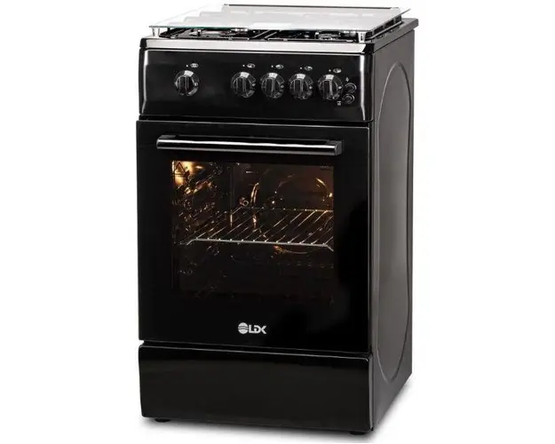 Aragaz LDK 5060 GRAI BLACK RMV LPG, 4 Arzatoare, Gaz, Siguranta, Aprindere electrica (Negru)