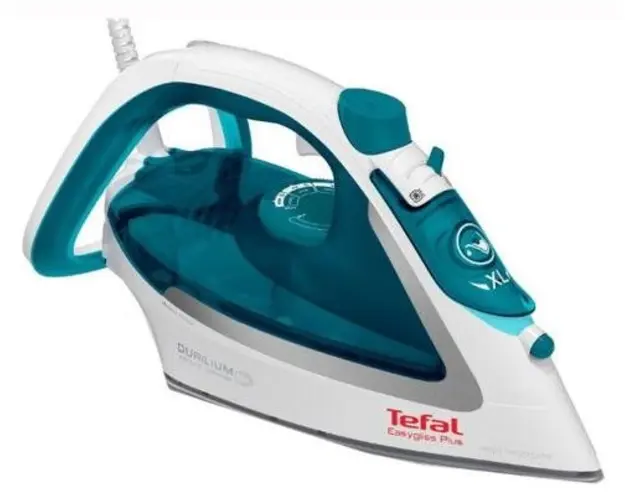 Fier de calcat Tefal EasyGliss Plus FV5718E0, 2500 W, 190 g/min, Durilium AirGlide, Calcare verticala, Auto OFF, Autosteam (Alb/Albastru)