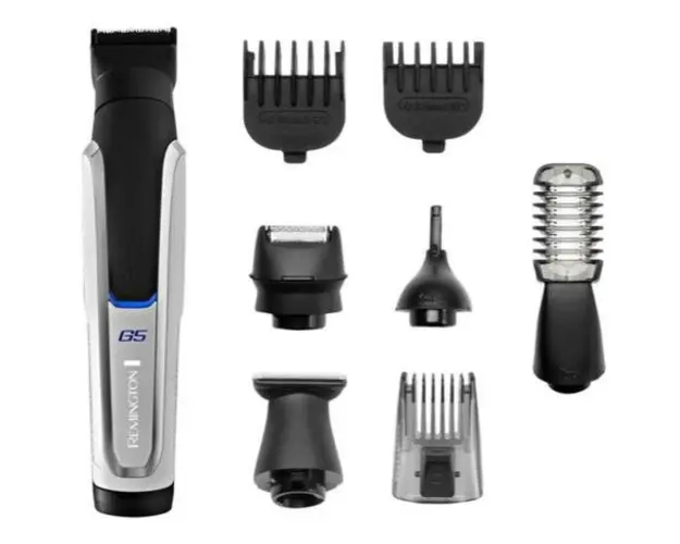 Aparat de tuns barba si parul Remington Graphite Series G5 PG5000, 9 in 1, Wet&Dry, Autonomie 90 min, Lame Grafit, Acumulator NiMH (Alb/Negru)