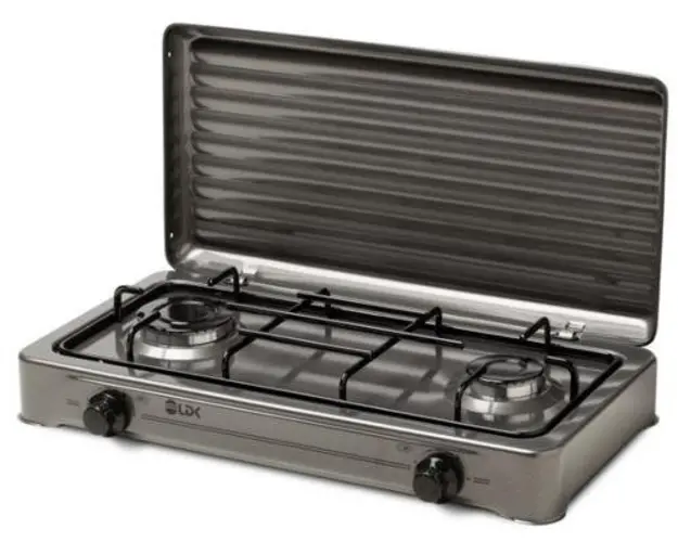 Plita de exterior LDK AMORFO 2 Shiny grey, Gaz, 2 arzatoare (Gri) 