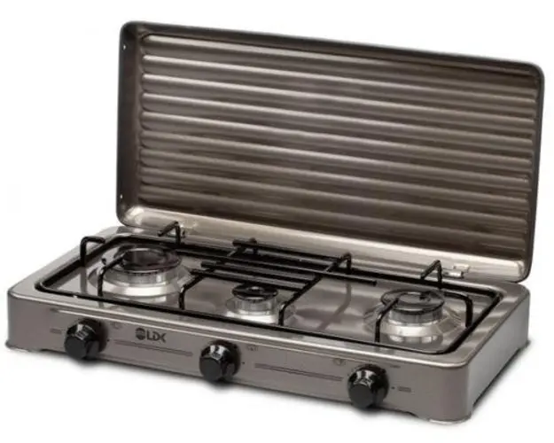 Plita de exterior LDK AMORFO 3 SHINY GREY, Gaz, 3 arzatoare (Gri)