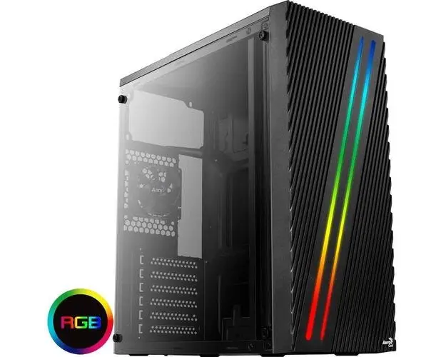 Carcasa Aerocool Streak, iluminare RGB, Mid Tower (Negru)
