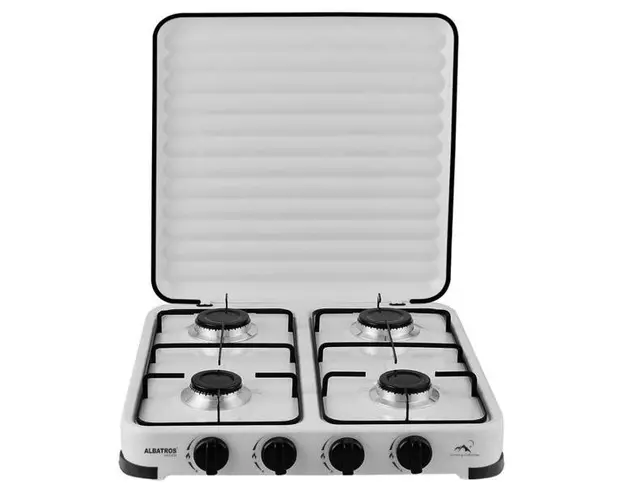 Plita de exterior Albatros APG41W, Gaz, 4 Arzatoare (Alb)