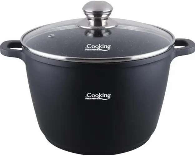 Oala cu capac Heinner HR-SCO-A0628A, 10 L, aluminiu turnat (Negru)
