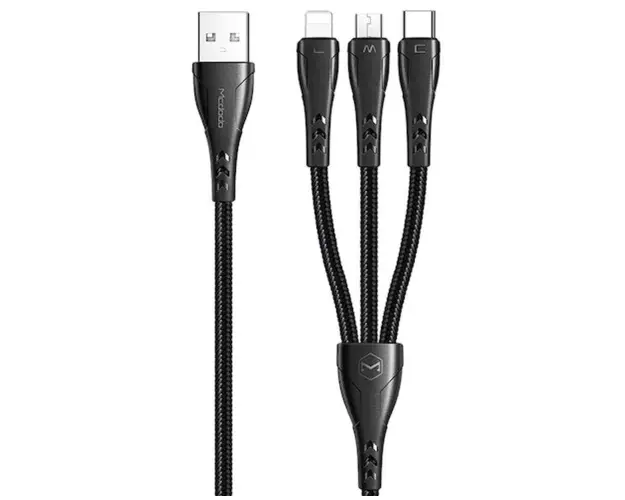 Cablu de date 3 in 1 Mcdodo Mamba Series CA-6960, Lightning & MicroUSB & Type-C (Negru) 