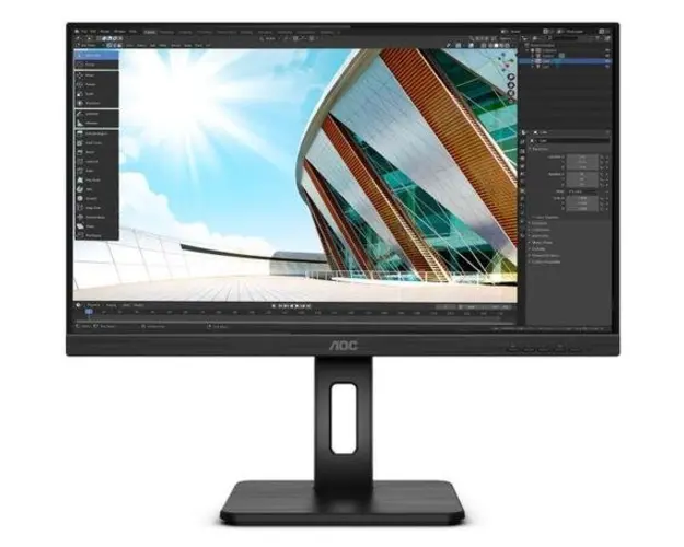 Monitor IPS LED AOC 23.8inch Q24P2Q, QHD (2560 x 1440), VGA, HDMI, DisplayPort, Boxe, Pivot, 75 Hz (Negru)
