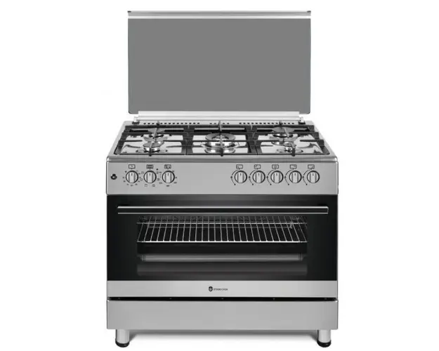 Aragaz Studio Casa FE90/60XMULTIF, 5 arzatoare gaz, Cuptor electric, Grill, Rotisor, Aprindere electrica, Siguranta (Inox)