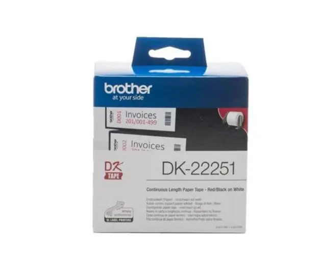 Banda Continua Brother DK-22251, 62mm (Negru si Rosu/Alb)