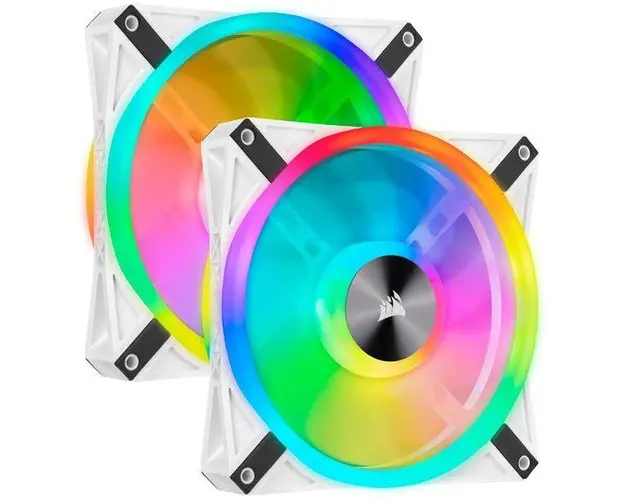 Set 2 ventilatoare Corsair iCUE QL140 RGB 140mm PWM, Lighting Node CORE