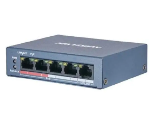 Switch Hikvision DS-3E0105P-E/M(B), 4 Porturi, PoE