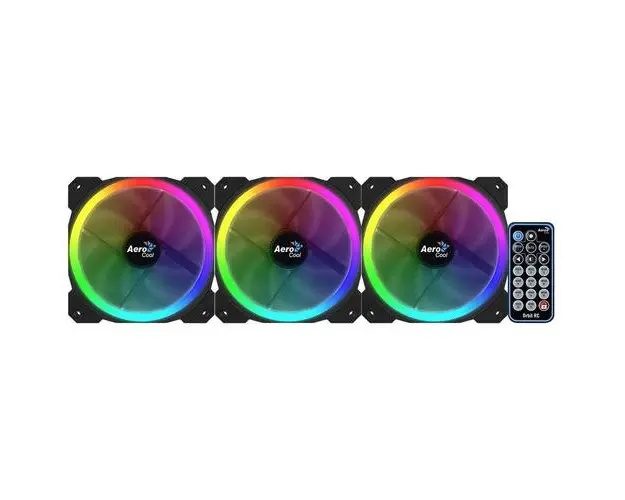 Set 3 ventilatoare Aerocool Orbit 120mm, iluminare aRGB