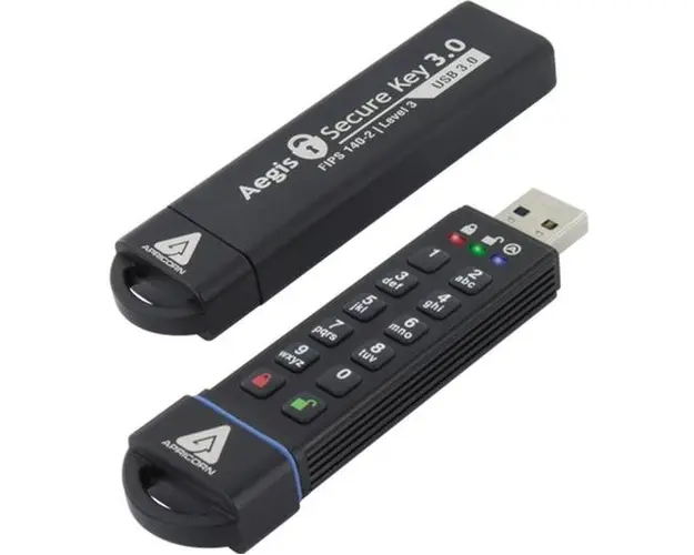 Stick USB Apricorn Aegis Secure Key 3.0, 16GB, USB 3.0 (Negru) 