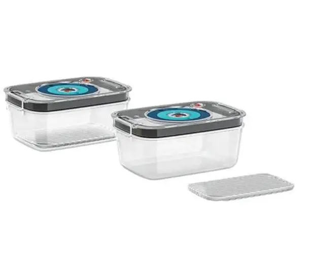 Set 2 caserole cu vacuum Bosch MSZV0FC2, 1.2 L (Transparent/Albastru)