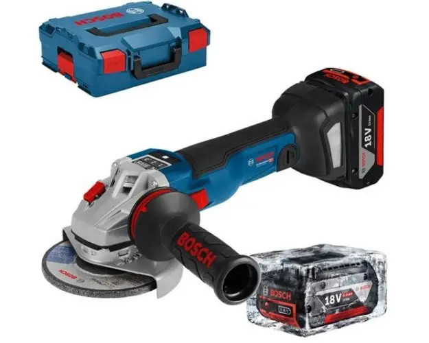 Polizor unghiular BOSCH GWS 18V-10 SC, 2 acumulatori Li-Ion, 5Ah, Ø125 mm, brushless + L-Boxx