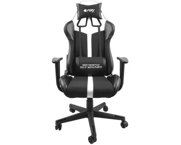 Scaun gaming Fury Avenger XL, reglabil (Negru/Alb)