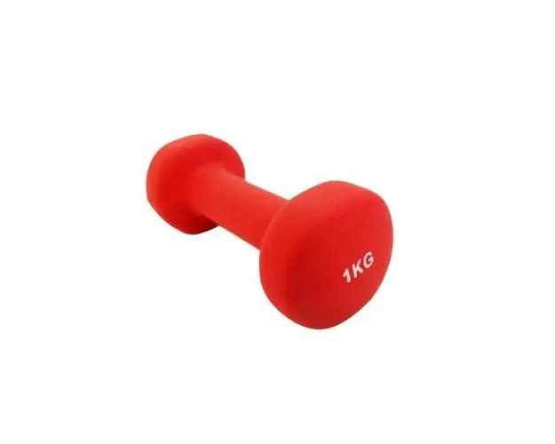 Gantera Neopren Techfit TC92004, 1 Kg (Rosu)