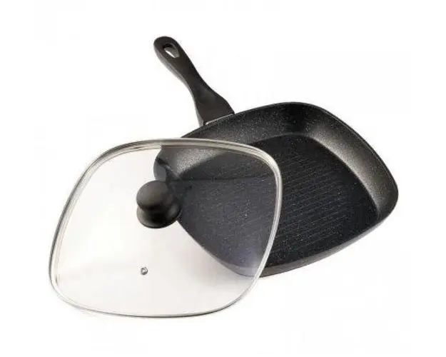 Tigaie Grill din aluminiu Heinner HR-BET-ROCA28G, 28 x 4 cm (Negru)