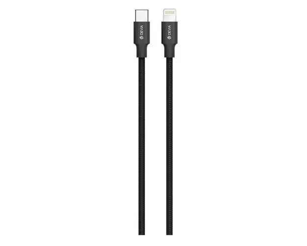 Cablu de date Devia Pheez Series DVCPZTLBK, Type-C - Lightning, 1 m (Negru)