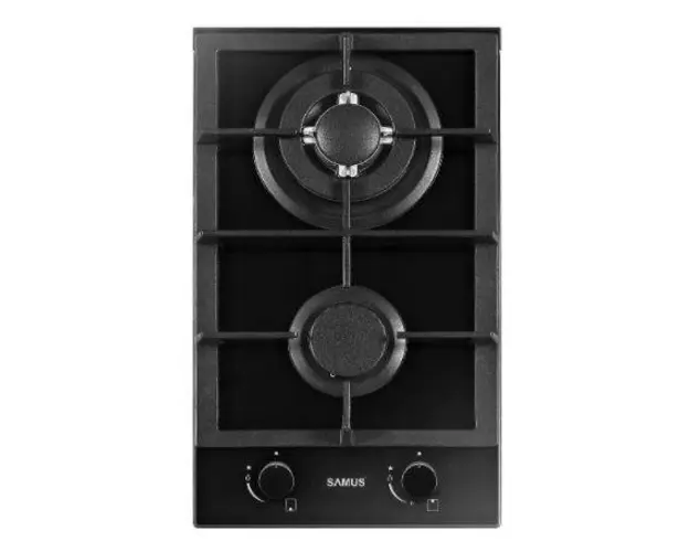 Plita incorporabila Samus PSG-32SG2, Gaz, 2 Arzatoare, Aprindere electrica, Siguranta (Negru)