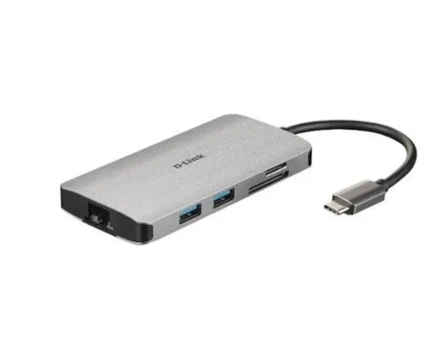HUB USB D-LINK DUB-M810, Gigabit LAN x 1, SD/microSD Dual Card Reader x 1, USB 3.0 x 3, HDMI x 1, USB Type C x 1 (Gri)