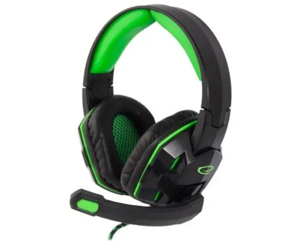 Casti Gaming Esperanza EGH380 VENOM, microfon, jack 3.5mm (Negru/Verde)