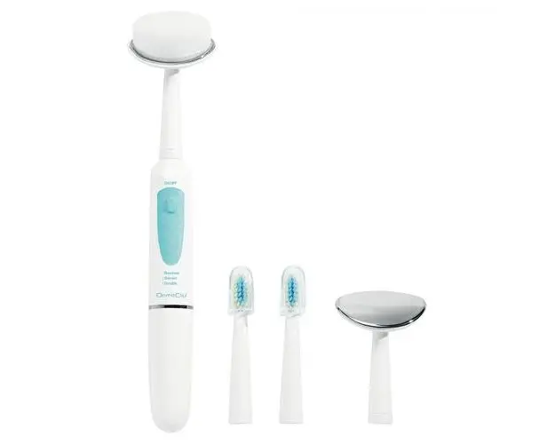 Periuta de dinti electrica 3 in 1 DomoClip DOS125, Cronometru 2 min, Accesoriu curatare faciala, Accesoriu masaj facial (Alb/Albastru)