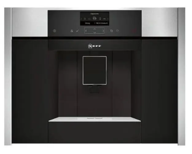 Espressor incorporabil NEFF C15KS61N0, 1600 W, 2.4 L, 19 bar, Display TFT, Touch control (Negru/Argintiu)