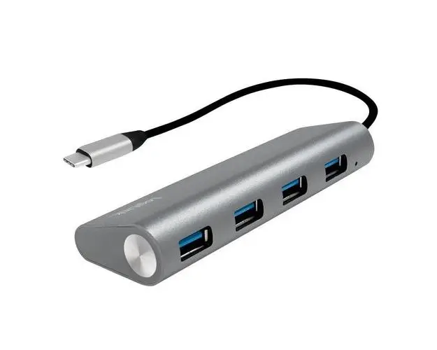 HUB USB LOGILINK UA0309, USB 3.0 x 4, conectare prin USB 3.2 Type C (Argintiu)