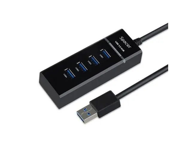 HUB USB SPACER SPH-4USB30-01, USB 3.0 x 4 (Negru)