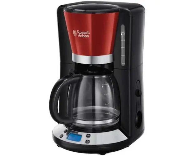 Cafetiera Russell Hobbs Colours Plus 24031-56, 1.25L, 15 cesti, 1100W (Negru/Rosu)