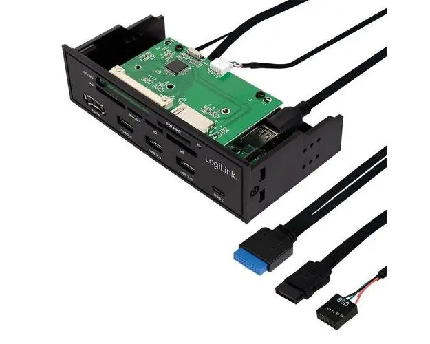 HUB intern LOGILINK, USB 3.0 x 3, USB Type C, porturi: SD, MicroSD, M2, MS, XD, CF, eSATA, conectare prin USB 2.0/SATA (Negru)