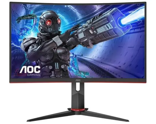 Monitor Gaming VA LED AOC 31.5inch C32G2ZE/BK, Full HD (1920 x 1080), HDMI, DisplayPort, Ecran curbat, 240 Hz, 0.5 ms (Negru/Rosu)