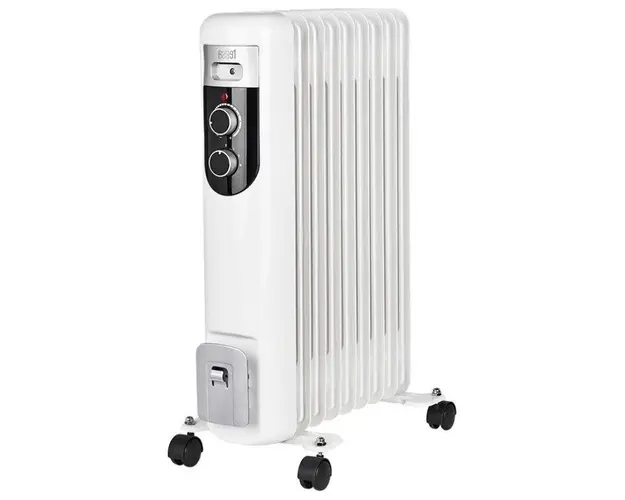 Calorifer electric cu ulei Teesa TSA8036, 2000 W, 9 Elementi, 3 Trepte putere, Termostat reglabil, Control automat temperatura (Alb/Negru) 