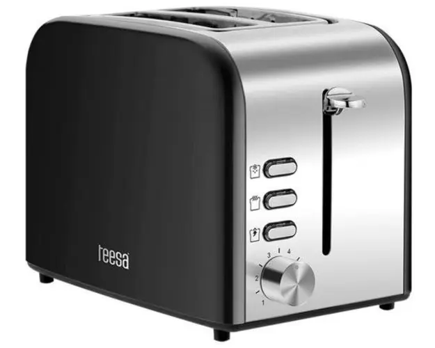 Prajitor de paine Teesa TSA3300, 850 W, 2 felii (Negru/Inox)