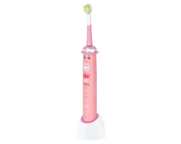 Periuta de dinti pentru copii Teesa Junior Girl TSA8006, 43.000 pulsatii/min, Cronometru 2 min, IPX7, 2 Capete, Incarcator (Roz)