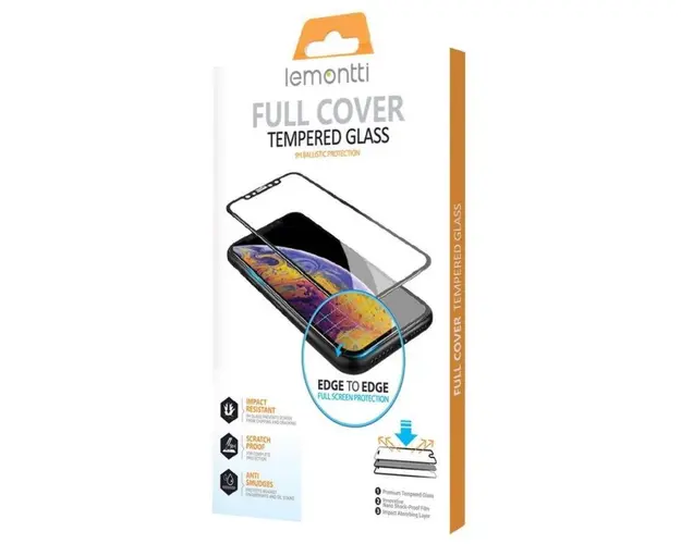 Folie Protectie Sticla Temperata Lemontti Full Fit LFSTFFIP12PBK pentru iPhone 12 Pro Max (Transparent/Negru)