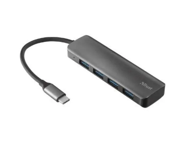 Hub USB Trust Halyx Aluminium USB-C, 4 x USB-A (Argintiu)