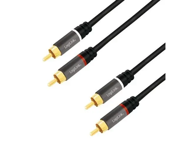 Cablu audio LOGILINK CA1208, 2 x RCA, 7.5m, conectori auriti (Negru)