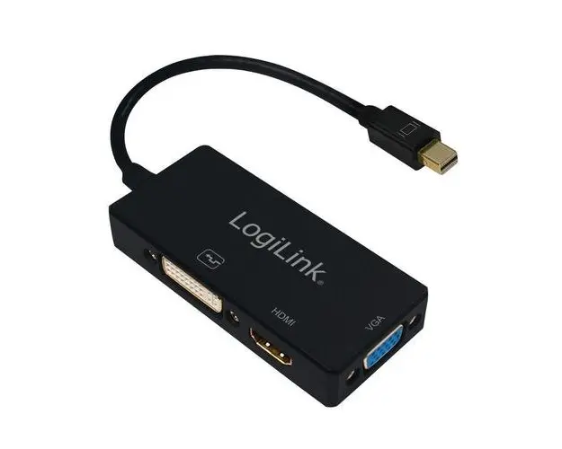 Adaptor LOGILINK CV0110, Mini-DisplayPort - HDMI/DVI-I DL/VGA, 10cm, 4K UHD/30Hz (Negru)