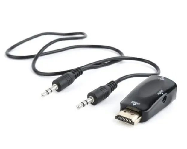 Adaptor GEMBIRD A-HDMI-VGA-02, HDMI - VGA + Jack 3.5mm, Full HD/60Hz (Negru)