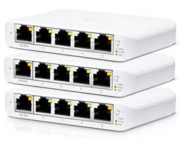 Switch Ubiquiti USW-FLEX-MINI-3, 5 porturi, 3 bucati (Alb)