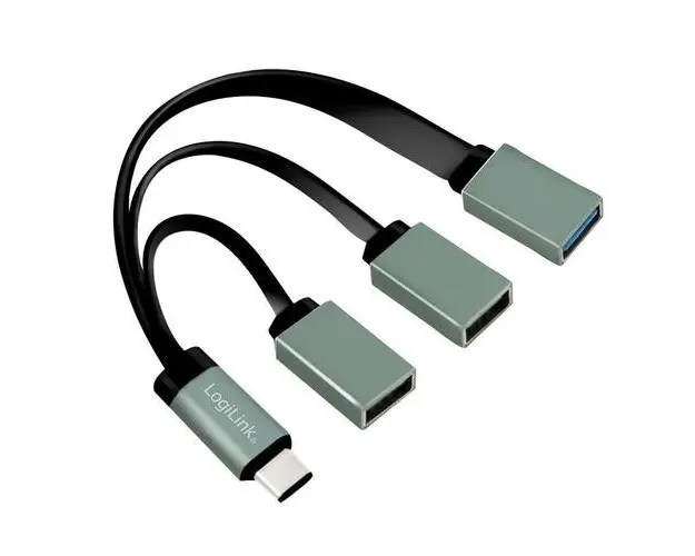 Cablu de date LOGILINK UA0315, USB 3.0 Type-C - USB 3.0 / USB 2.0 x 2, 10cm (Negru)