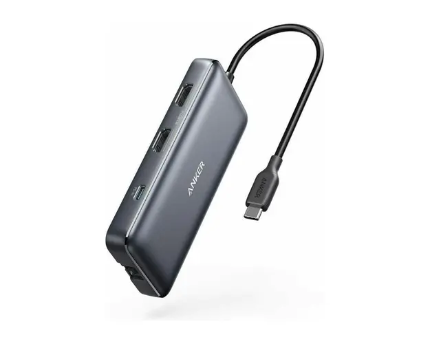 Hub Anker PowerExpand 8-in-1 A83800A1, 100 W Power Delivery, USB-C, Dual 4K HDMI, 1 Gbps Ethernet, 2x USB 3.0, microSD (Negru)