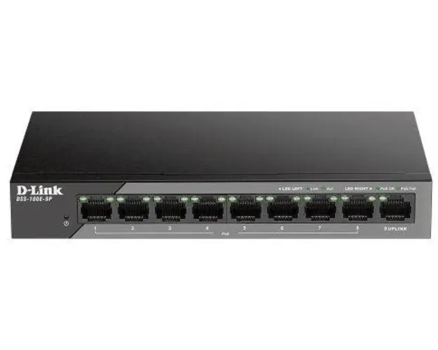 Switch DLink DSS-100E-9P, 9 porturi, PoE
